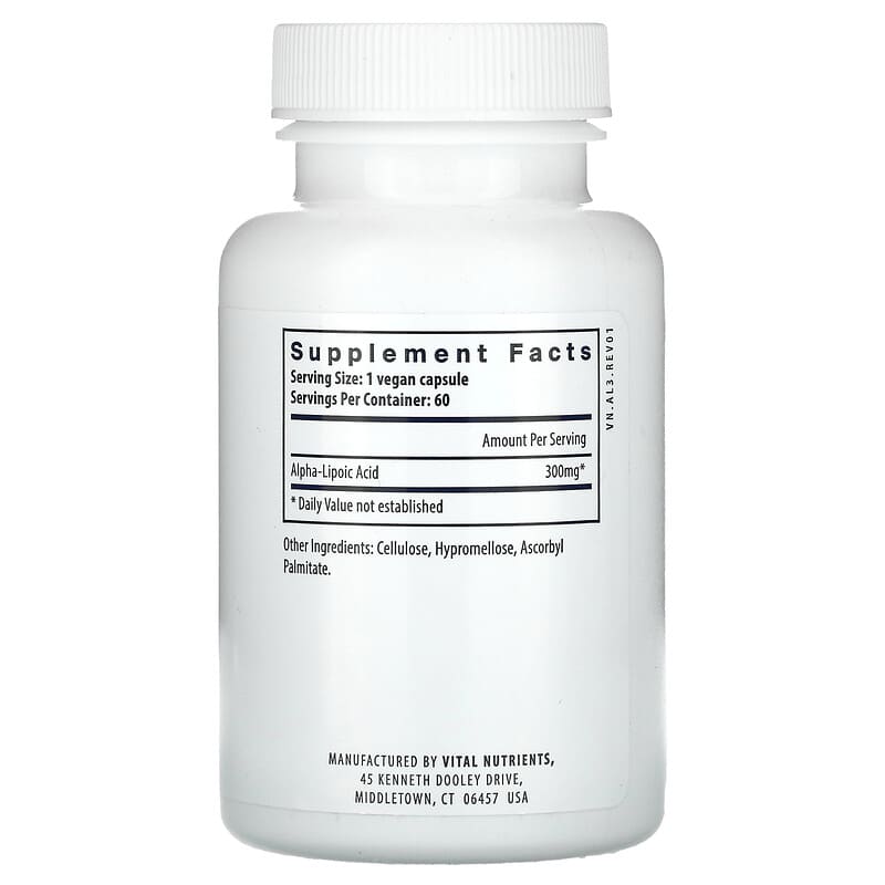 Vital Nutrients, Lipoic Acid, 60 Vegan Capsules (300 mg per Capsule)