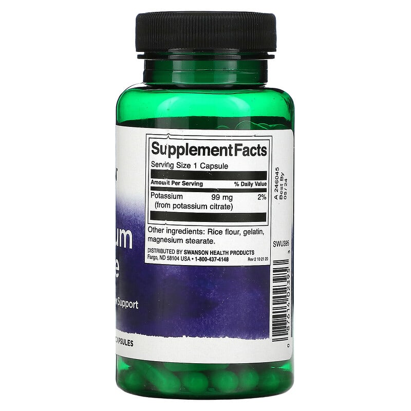 Swanson, Potassium Citrate, 99 mg, 120 Vegan Capsules