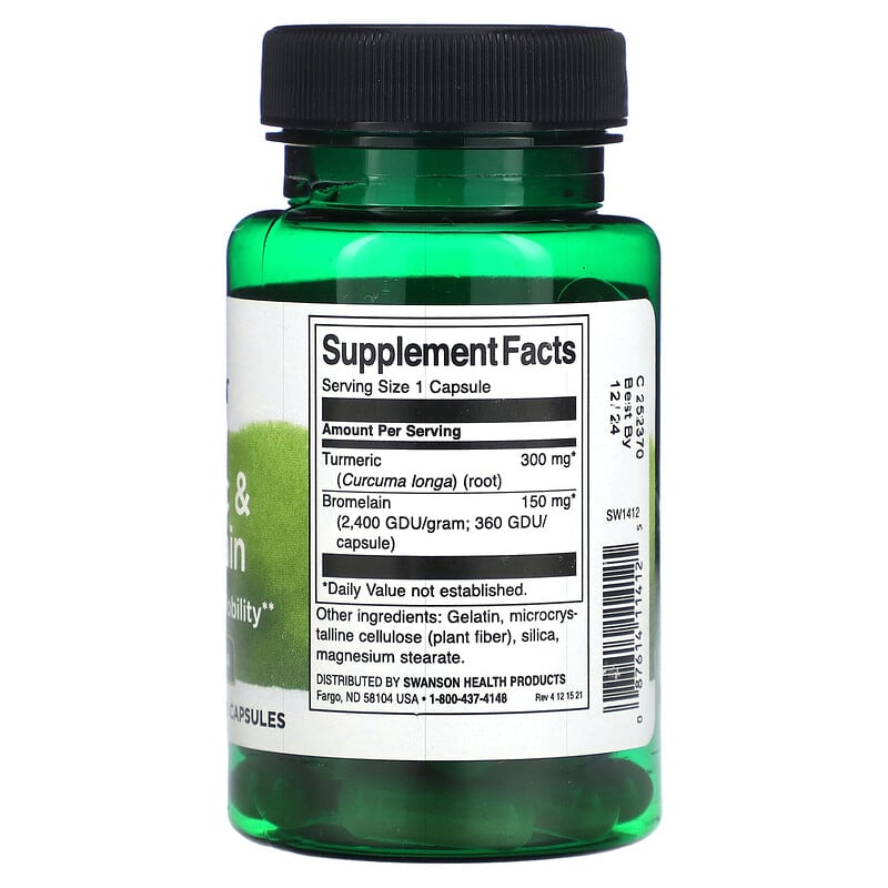 Swanson, Turmeric &amp; Bromelain, 60 Capsules
