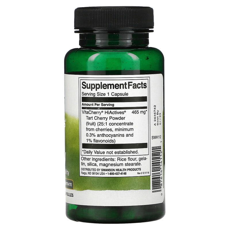 Swanson, HiActives® Tart Cherry, 465 mg, 60 Capsules