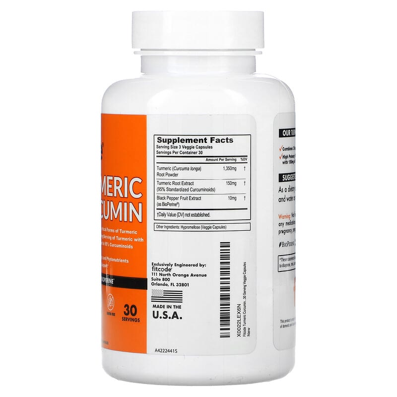 fitcode, Turmeric Curcumin, 90 Veggie Capsules