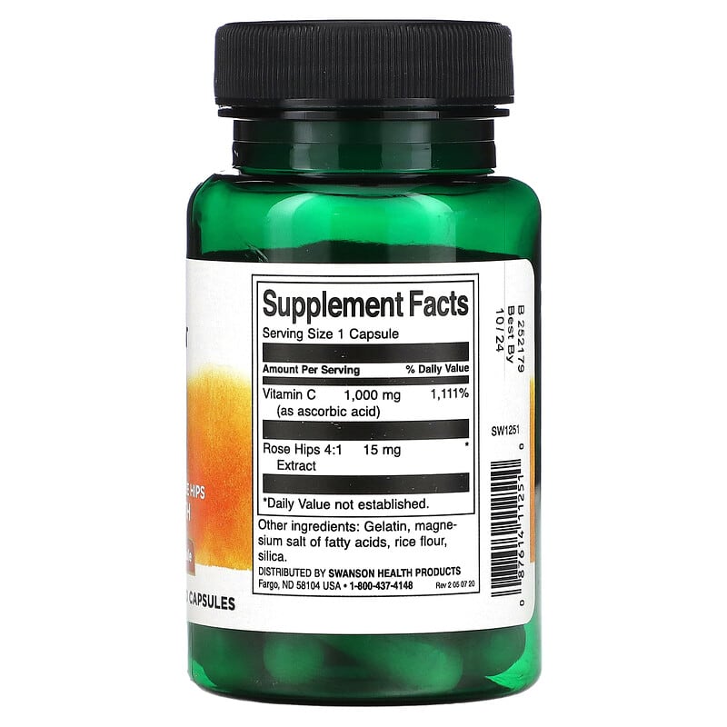 Swanson, C-1000 with Rose Hips, 30 Vegan Capsules