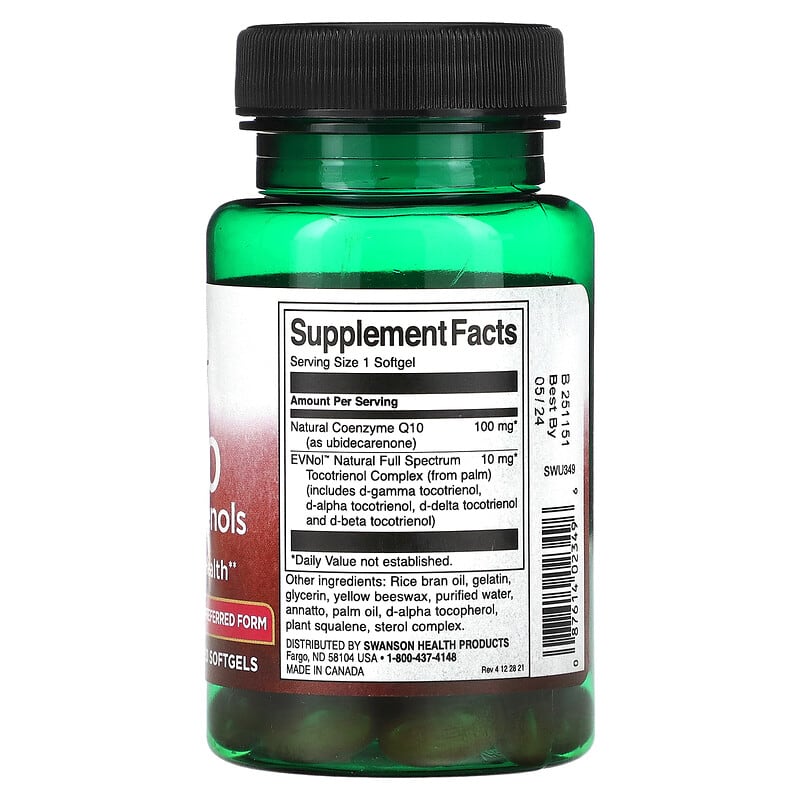 Swanson, CoQ10 with Tocotrienols, 60 Softgels