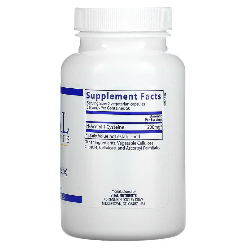 Vital Nutrients, NAC, 600 mg, 100 Vegan Capsules