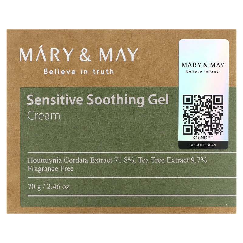Mary &amp; May, Sensitive Soothing Gel Cream, 2.46 oz (70 g)
