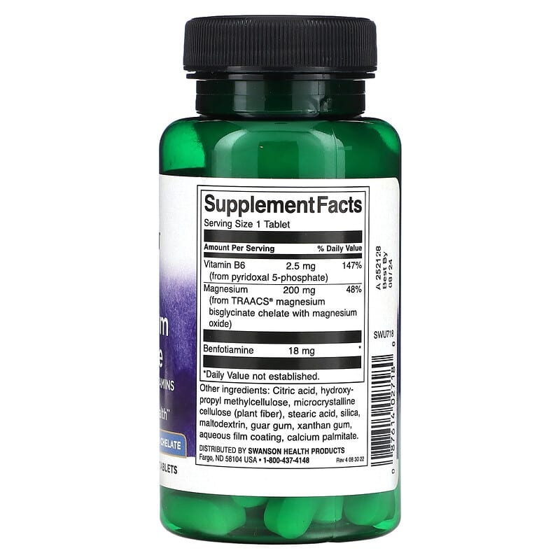 Swanson, Albion® Magnesium Glycinate with Activated B Vitamins, 60 Tablets