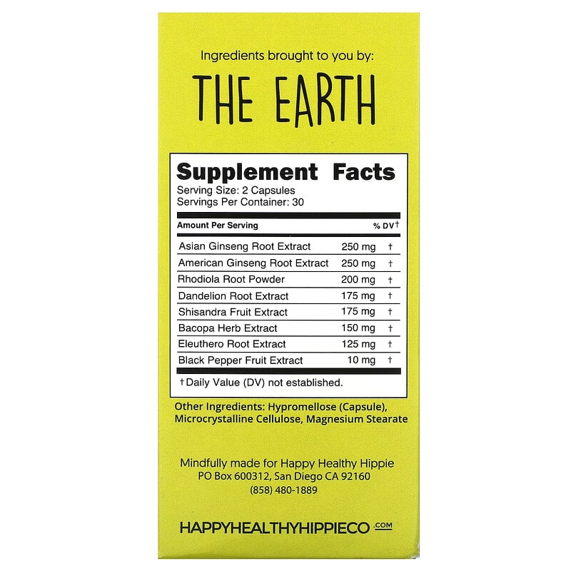 Happy Healthy Hippie, A Little Pick Me Up, Caffeine Free Energy , 60 Veggie Capsules