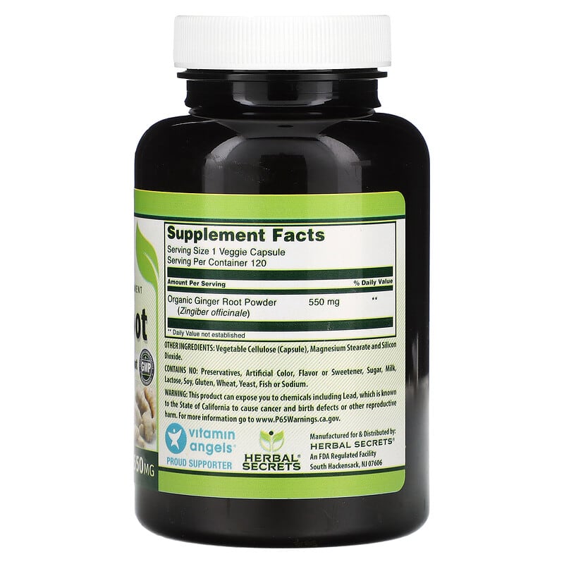 Herbal Secrets, Ginger Root, 550 mg, 120 Veggie Capsules
