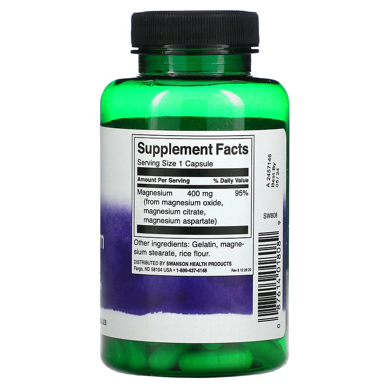 Swanson, Triple Magnesium Complex, 400 mg, 100 Vegan Capsules