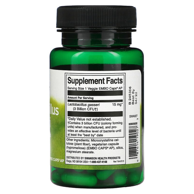 Swanson, Lactobacillus Gasseri, 3 Billion CFU, 60 Vegan DRcaps