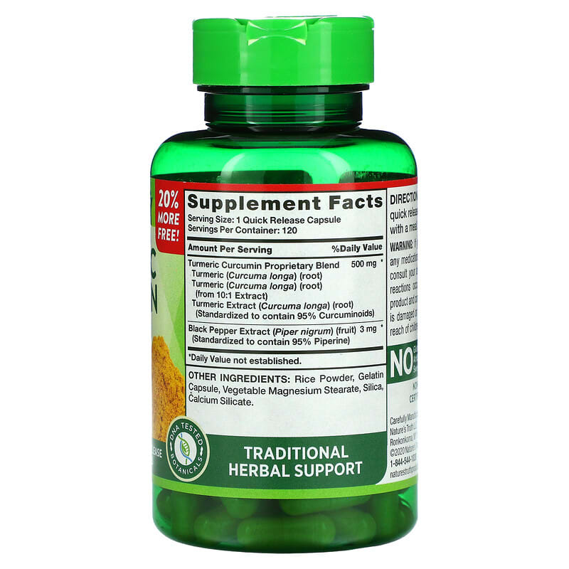 Nature's Truth, Turmeric Curcumin Complex Plus Black Pepper Extract, 120 Quick Release Capsules