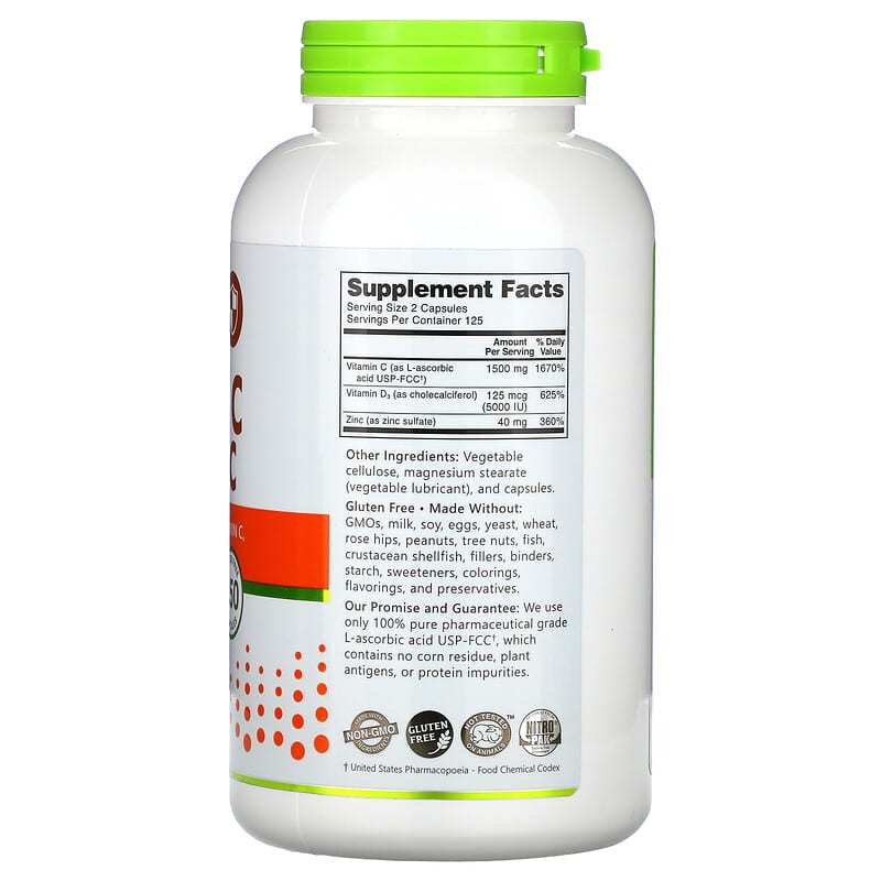 NutriBiotic, Immunity, Vitamin C + D3 &amp; Zinc, 250 Capsules