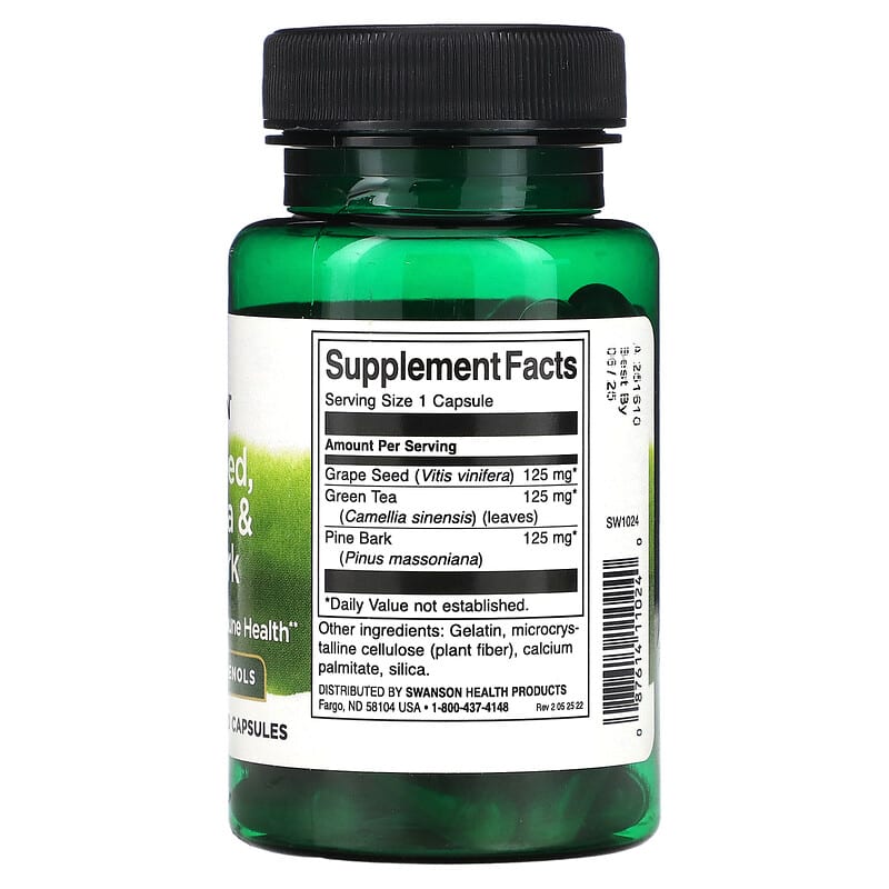 Swanson, Grape Seed, Green Tea &amp; Pine Bark Complex, 60 Capsules
