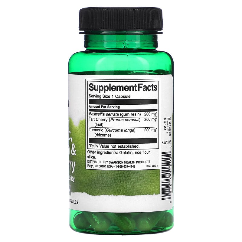 Swanson, Full Spectrum®, Turmeric, Boswellia &amp; Tart Cherry, 60 Capsules