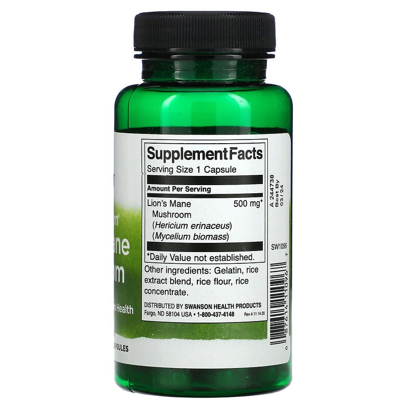 Swanson, Full Spectrum® Lion's Mane Mushroom, 500 mg, 60 Vegan Capsules