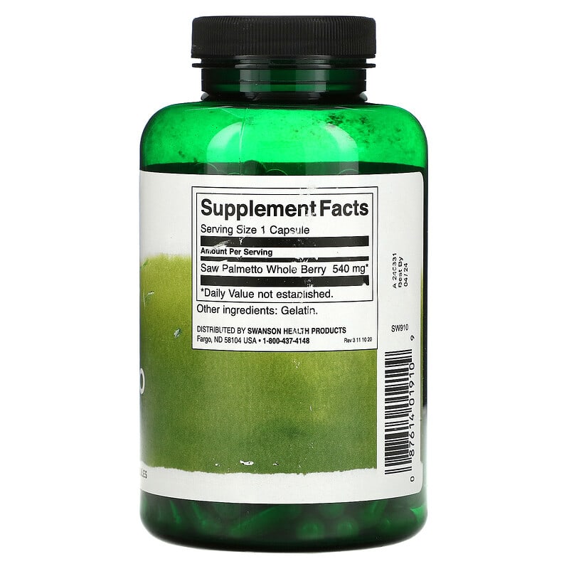 Swanson, Full Spectrum® Saw Palmetto, 540 mg, 250 Vegan Capsules