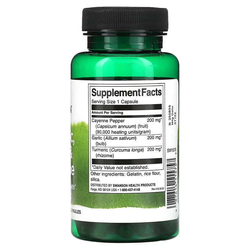 Swanson, Turmeric, Garlic &amp; Cayenne, 60 Capsules