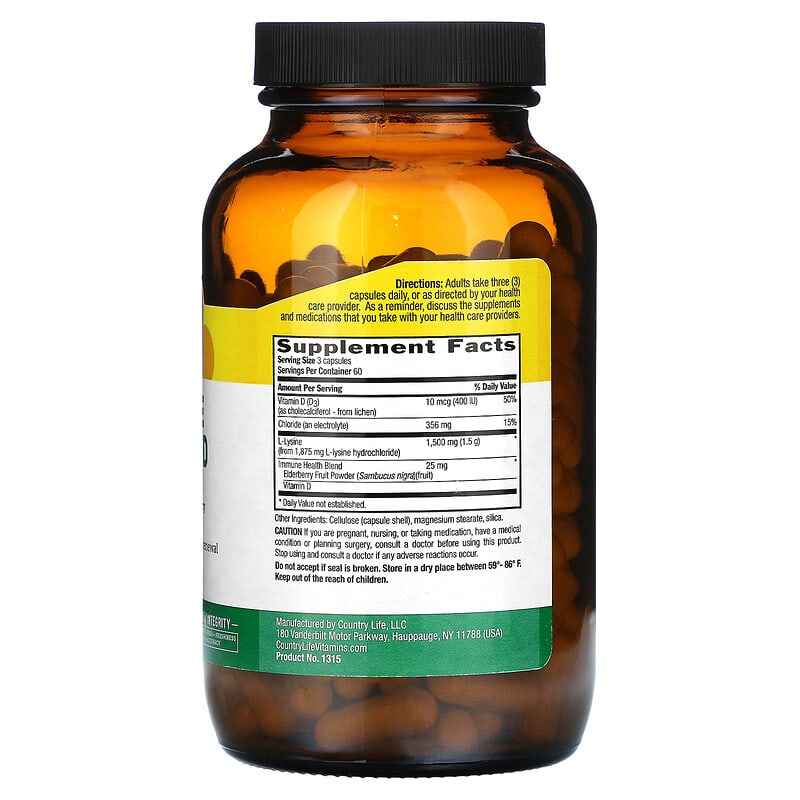 Country Life, L-Lysine, Advanced, 180 Vegan Capsules