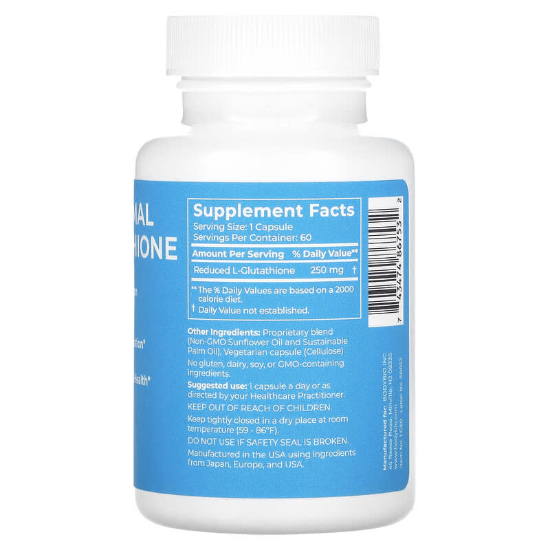 BodyBio, Liposomal Glutathione, 60 Capsules (250 mg per Capsule)