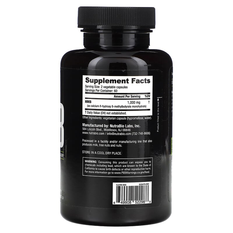 NutraBio, Performance, HMB, 120 Capsules (500 mg per Capsule)