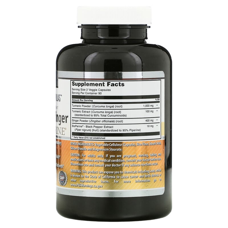 Amazing Nutrition, Turmeric &amp; Ginger with BioPerine, 180 Veggie Capsules