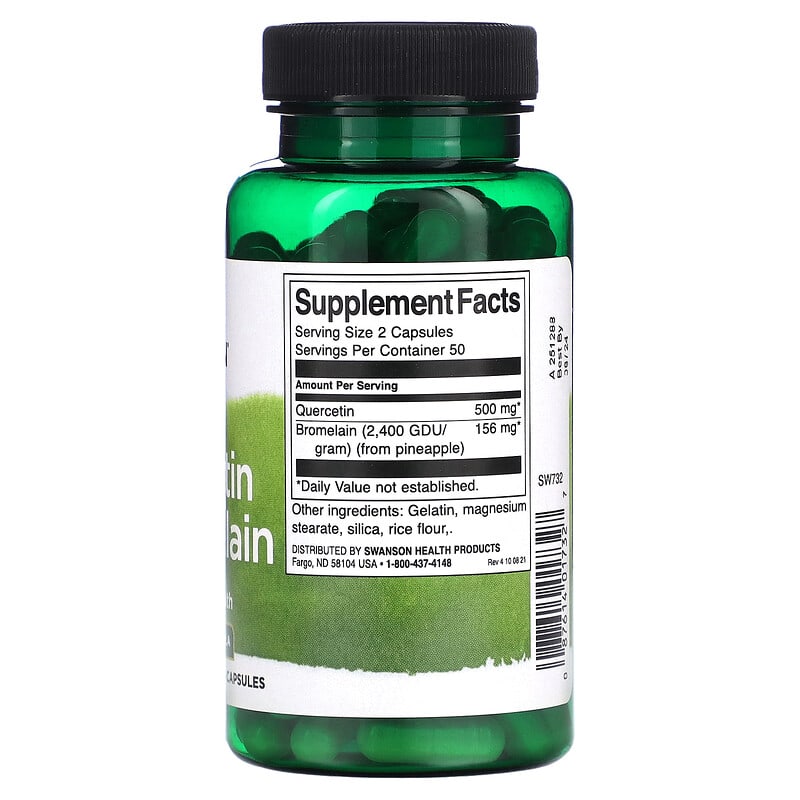 Swanson, Quercetin &amp; Bromelain, 100 Vegan Capsules