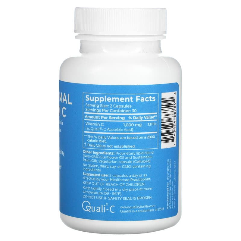 BodyBio, Liposomal Vitamin C, 60 Capsules (500 mg per Capsule)