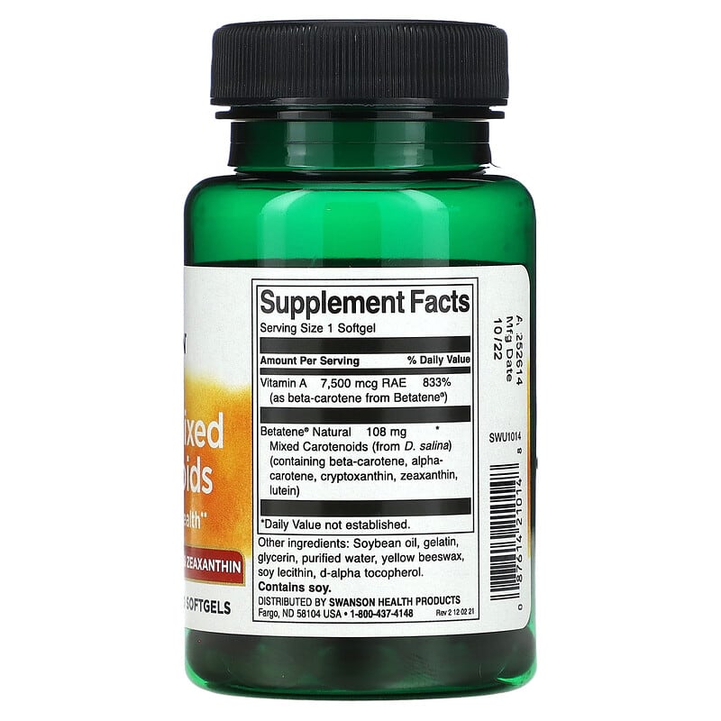 Swanson, Betatene® Natural Mixed Carotenoids, 60 Softgels