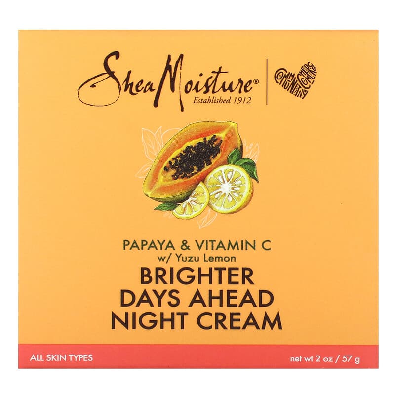 SheaMoisture, Brighter Days Ahead Night Cream, Papaya &amp; Vitamin C w/ Yuzu Lemon, 2 oz (57 g)