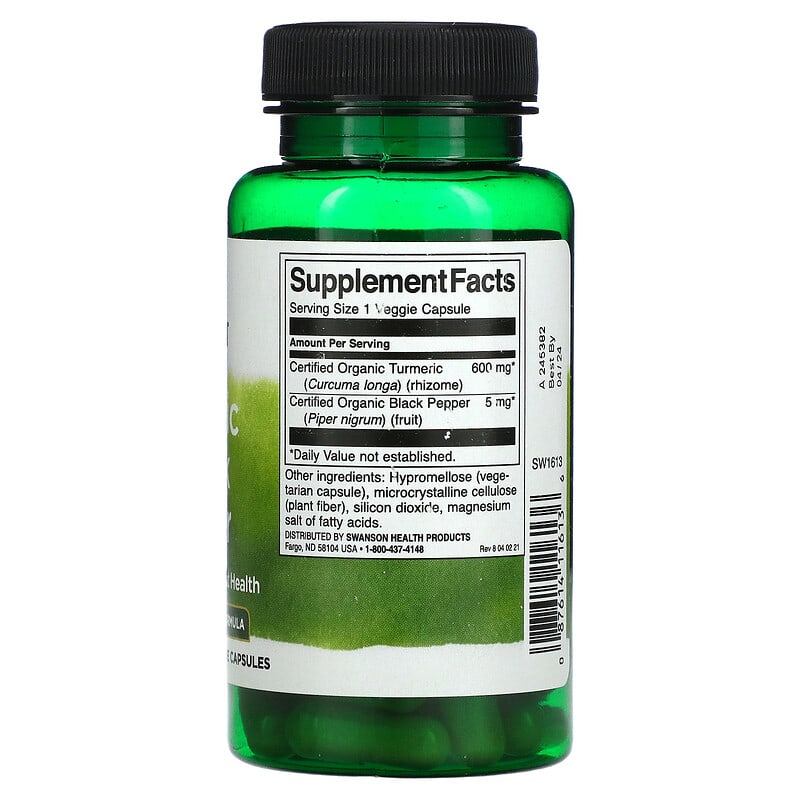 Swanson, Turmeric &amp; Black Pepper, 60 Veggie Capsules