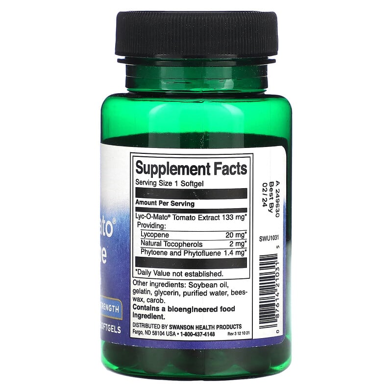 Swanson, Lyc-O-Mato Lycopene, 20 mg, 60 Softgels