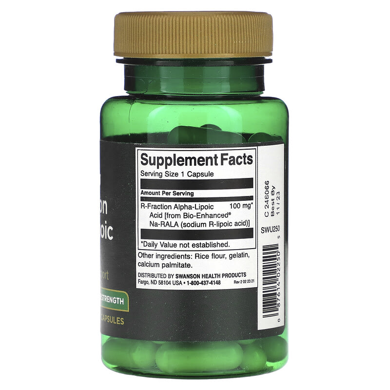 Swanson, R-Fraction Alpha Lipoic Acid, 100 mg, 60 Capsules