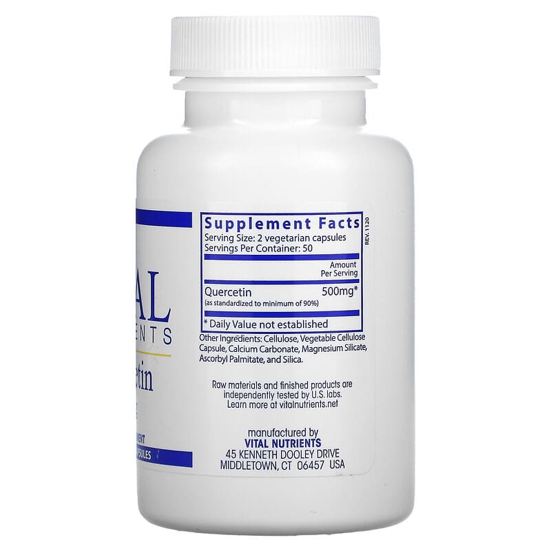 Vital Nutrients, Quercetin, 100 Vegan Capsules (250 mg per Capsule)