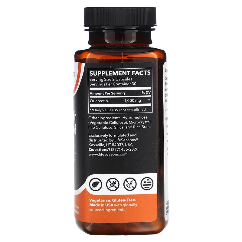 LifeSeasons, Quercetin Flavonoid, 60 Veg Capsules (500 mg per Capsule)