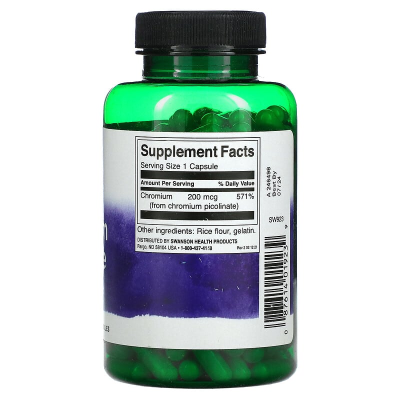 Swanson, Chromium Picolinate, 200 mcg, 200 Vegan Capsules