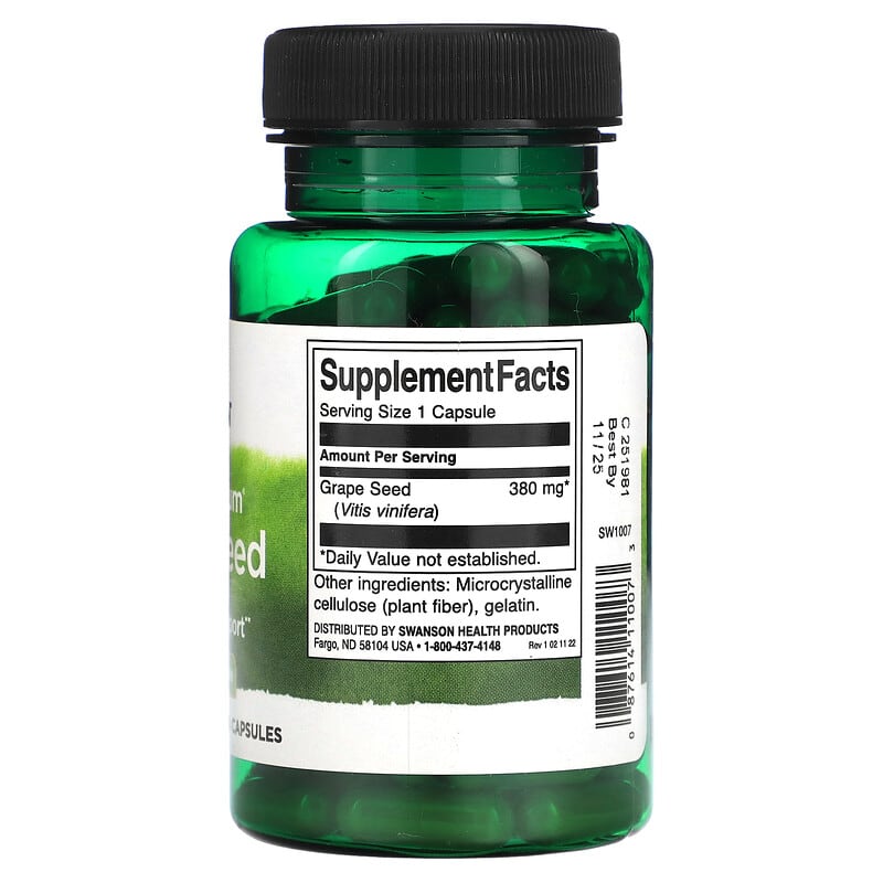 Swanson, Full Spectrum® Grape Seed, 380 mg, 100 Vegan Capsules
