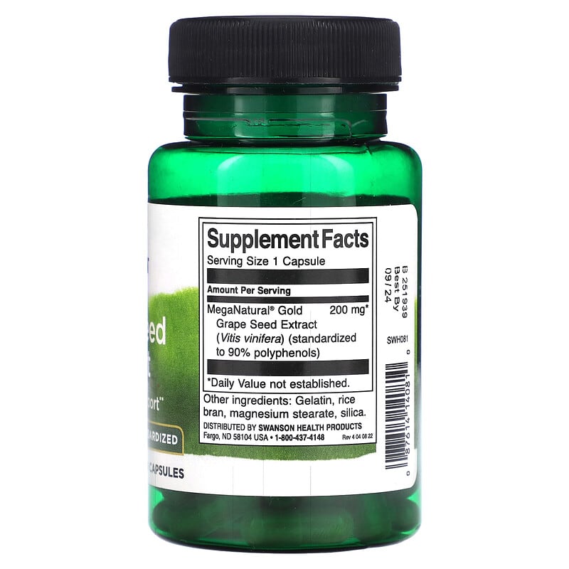 Swanson, Grape Seed Extract. High Potency, 200 mg, 60 Capsules