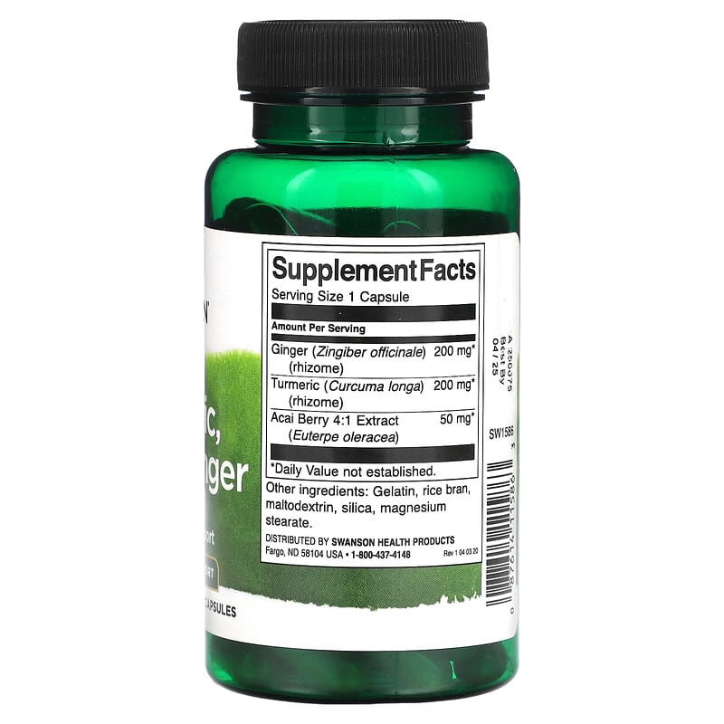 Swanson, Turmeric, Acai &amp; Ginger, 60 Capsules
