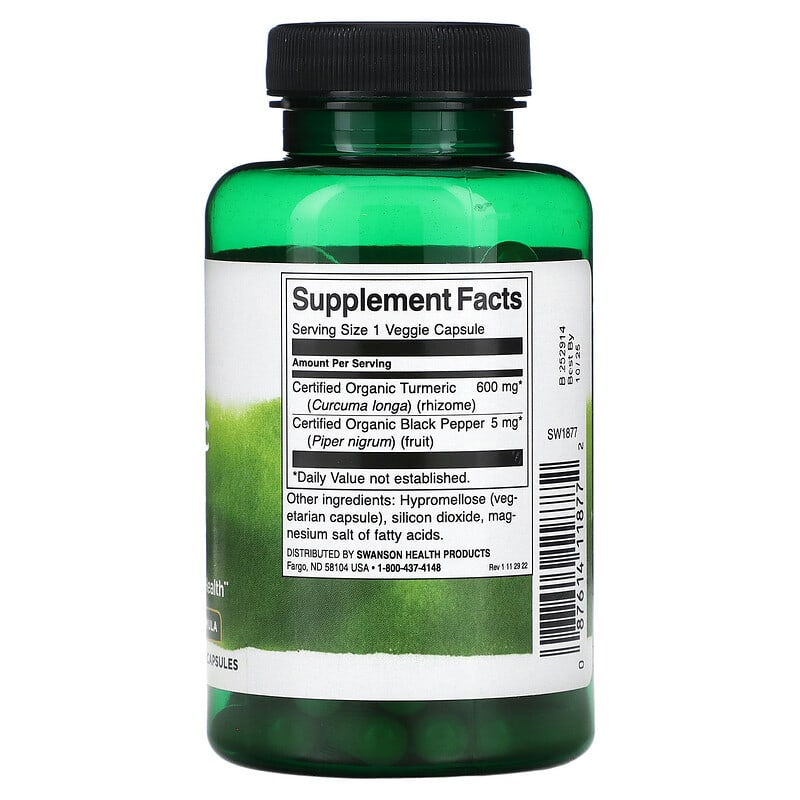 Swanson, Turmeric &amp; Black Pepper, 90 Vegan Capsule