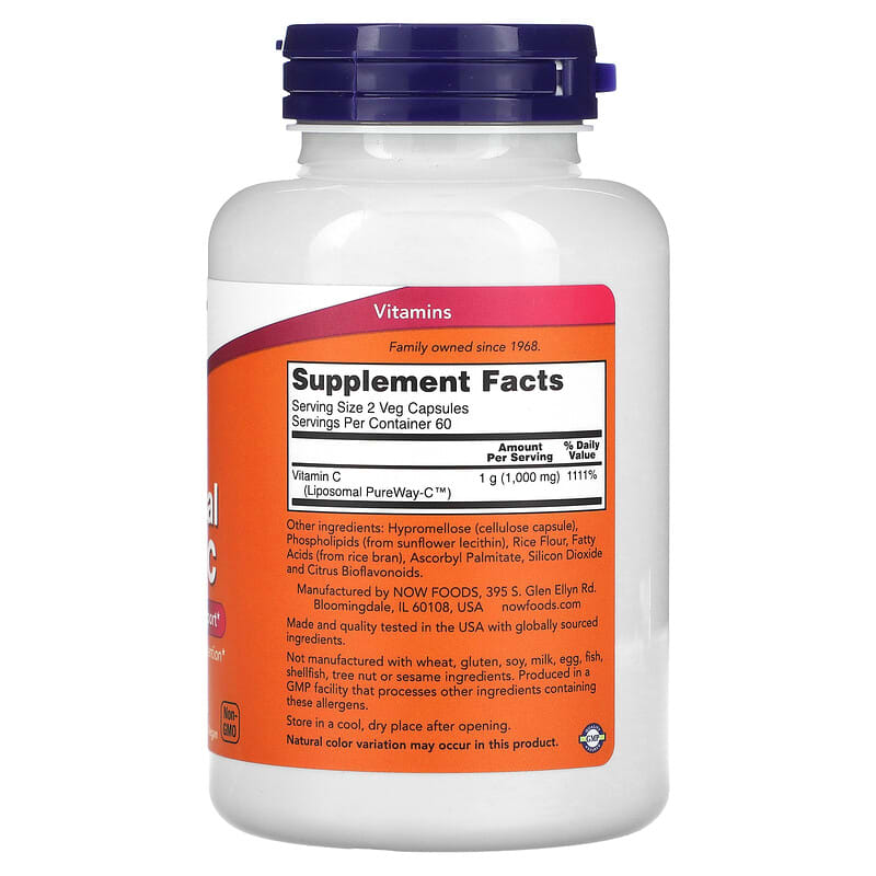 NOW Foods, Liposomal Vitamin C, 120 Veg Capsules (500 mg per Capsule)