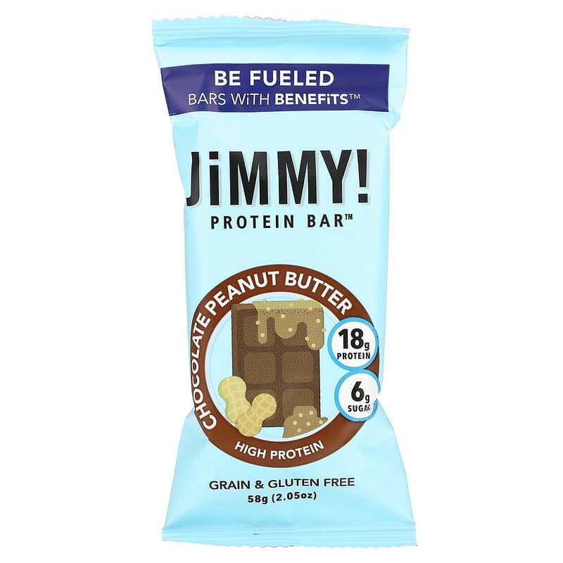 JiMMY!, Bars with Benefits, Protein Bar, Chocolate Peanut Butter, 12 Bars, 2.05 oz (58 g) Each