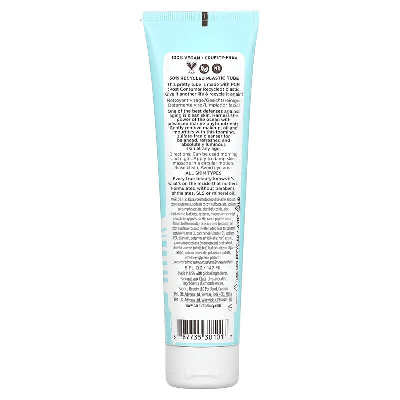 Pacifica, Sea Foam, Complete Face Wash, All Skin Types , 5 fl oz (147 ml)
