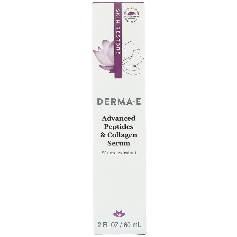 DERMA E, Advanced Peptides &amp; Flora-Collagen Serum, 2 fl oz (60 ml)
