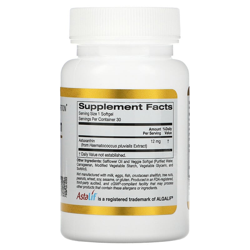 California Gold Nutrition, Astaxanthin, Astalif® Pure Icelandic, 12 mg, 30 Veggie Softgels