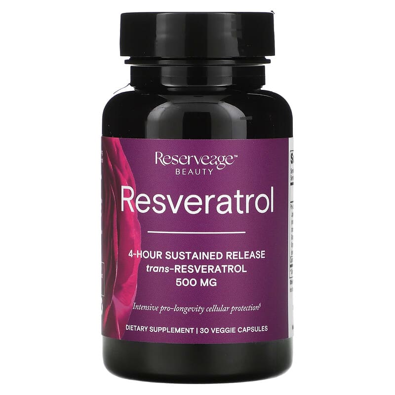 Reserveage Beauty, Resveratrol, Trans-Resveratrol, 500 mg, 30 Veggie Capsules
