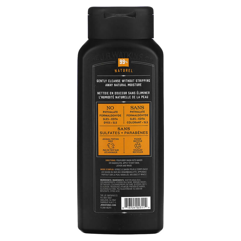 J R Watkins, Men's Body Wash, Bergamot &amp; Oak, 18 fl oz (532 ml)
