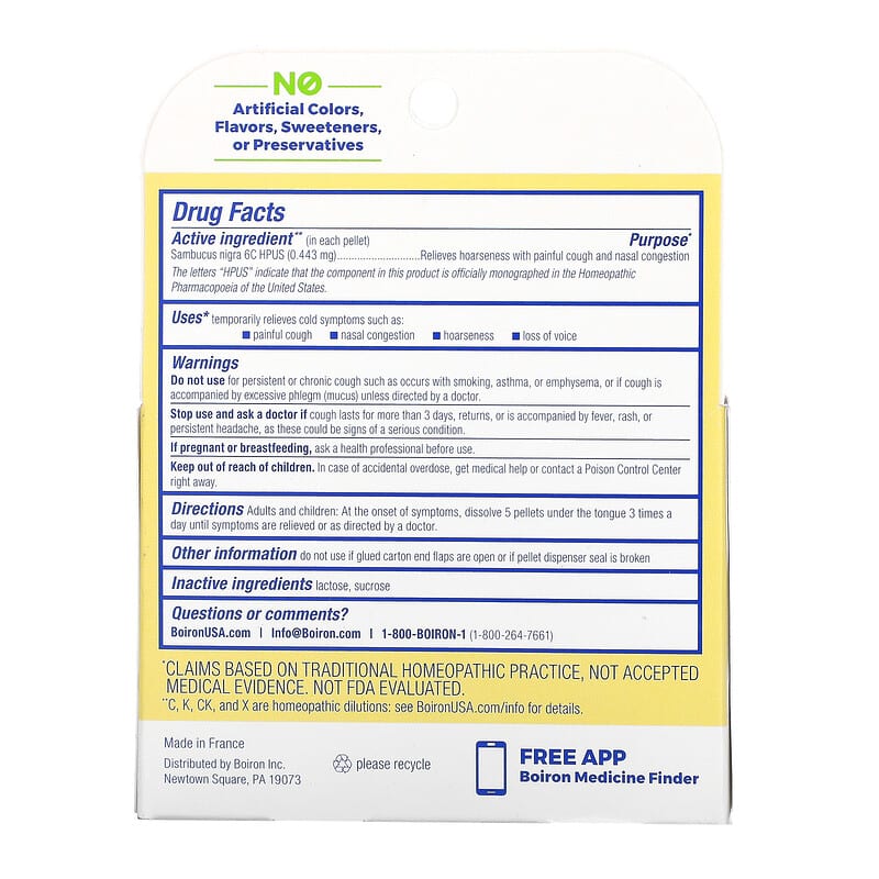 Boiron, Sambucus, Meltaway Pellets, 6C, 3 Tubes, Approx. 80 Pellets Each