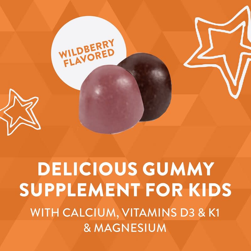 Nature's Way, Kids, Growing Bones &amp; Muscles Gummy, Ages 2 +, Wildberry, 60 Gummies