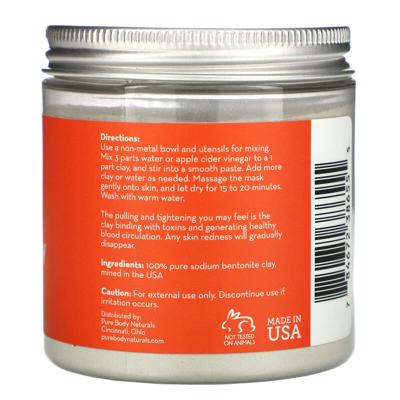 Pure Body Naturals, Indian Healing Bentonite Clay Powder, 8 oz (227 g)