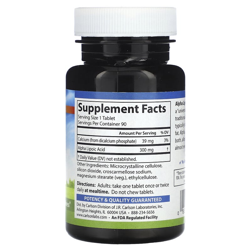 Carlson, Alpha Lipoic Acid, 90 Tablets